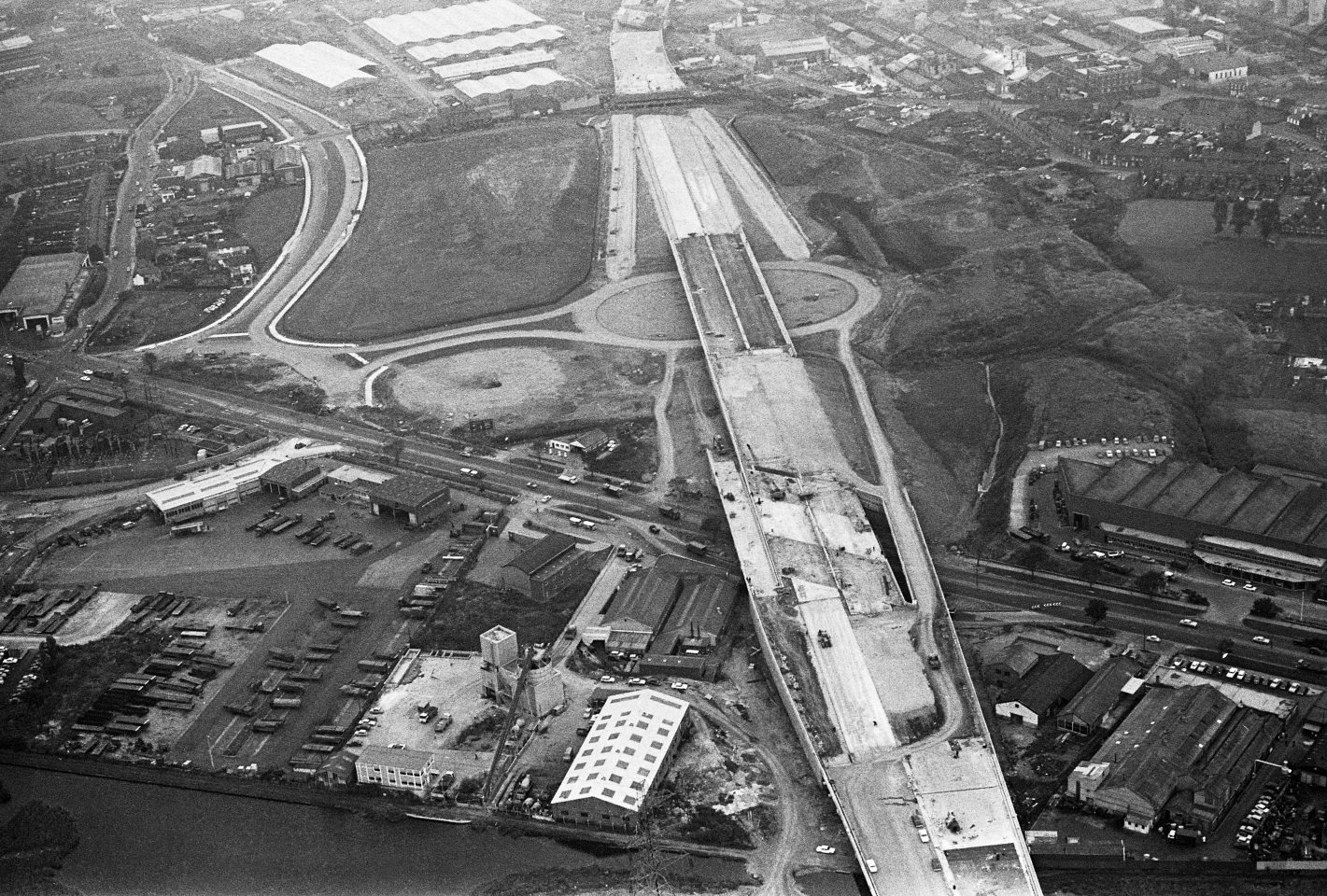 Motorway under construction, October 1969. 